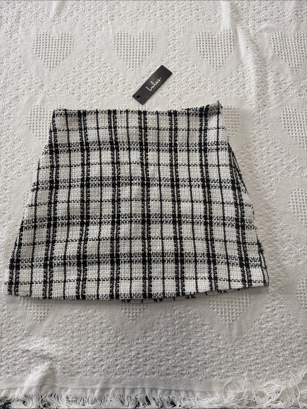 NEW Lulu’s Black and White Tweed Mini Skirt (S)